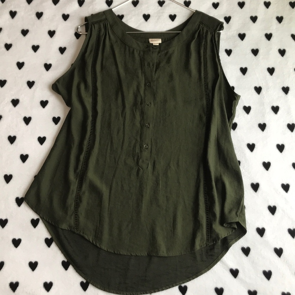 Merona olive green silky sleeveless blouse
